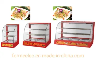 Food Display Cabinet 38cm 66cm 95cm Glass Curved Food Warming Showcase Electric Food Warmer