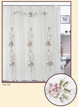 Ribbon Embroidery Shower Curtain