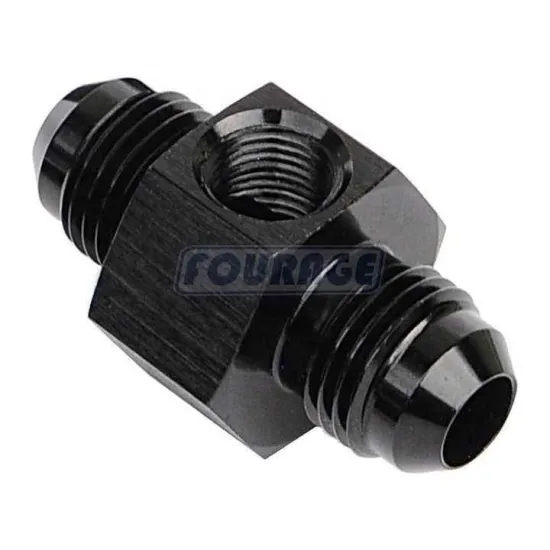 Aluminum Anodized AN Male to AN Male Flare Union Coupler with 1/8'' NPT Sensor Gauge Fitting Adapter
