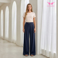 Glänzende Satin-Pendlerhose mit weitem Bein