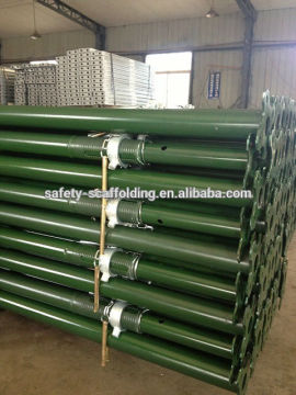 painted green steel shoring light props