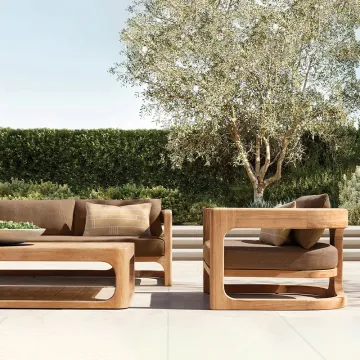 Garden set outdoor teak wood furniture hotel patio backyard sofa set pool side sofa waterproof teak sofa