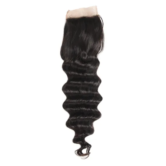 100% Human Hair 120 Density Middle Part Peruvian Loose Deep Wave Silk Top Lace Closure