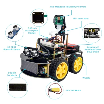 Keyestudio Raspberry Pi 4B Smart Car Robot Kit for Raspberry Pi 4GB/8GB