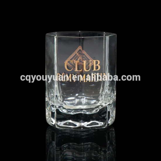 Custom print logo handblown 280ml (10oz) super flint glass whisky octagonal shaped unique drinking glass