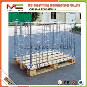 Heavy Duty Collapsible Steel Pallet Cage, pallet mesh cage