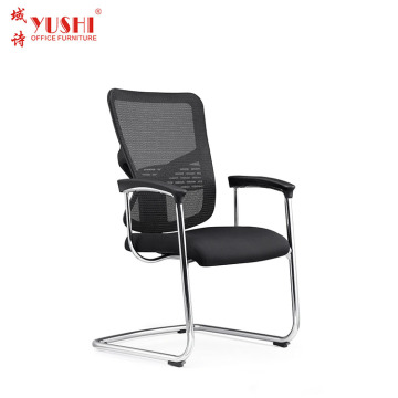 Black Fabric Seat Office Chair with Metal Mesh Back and Durable Frame