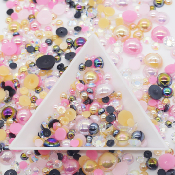 Mix di colore e dimensione personalizzato all'ingrosso Varia perle in plastica ABS, Resina Back Parl Rhinestones