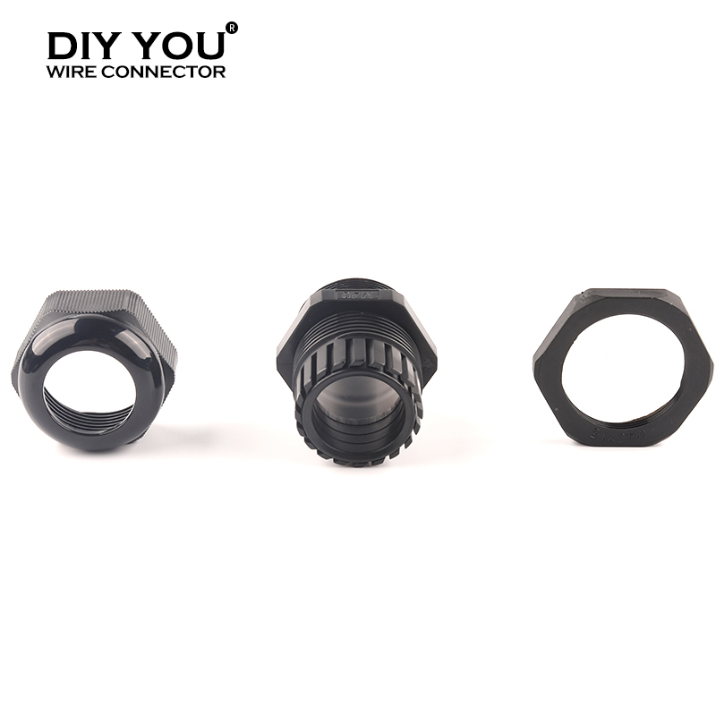 10pcs M type Waterproof Cable Gland Connector IP68 Black M12x1.5 for 4-6.5mm M16/20/25/32/40/50/63 Cable Nylon Plastic Connector