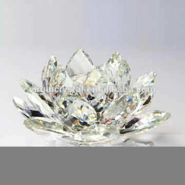 Bright Clear Crystal Lotus Flower With Grade A K9 Crystal For Home Decoration