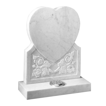 Samistone Bianco Carrara Marble Heart Shape White Tombstone