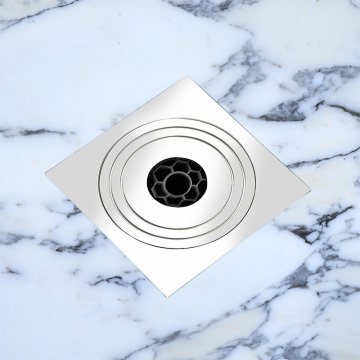 Drain de sol carré de grille amovible avec couvercle rond