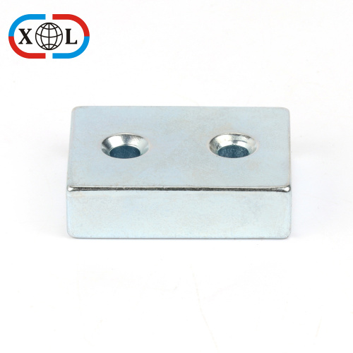 Block shape neodymium magnet with two holes