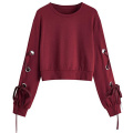 Frauen lässig schnüren Langarm Pullover Top