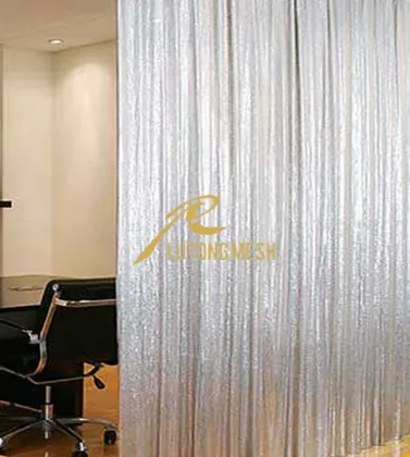 Metallic fabric curtain for metal partition decorative