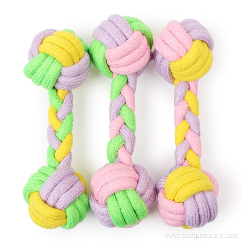 Candy Color Cotton Rope Barbells Chewing Dog Toy