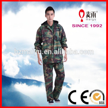 Maiyu polyester camouflage military rain jacket with pants