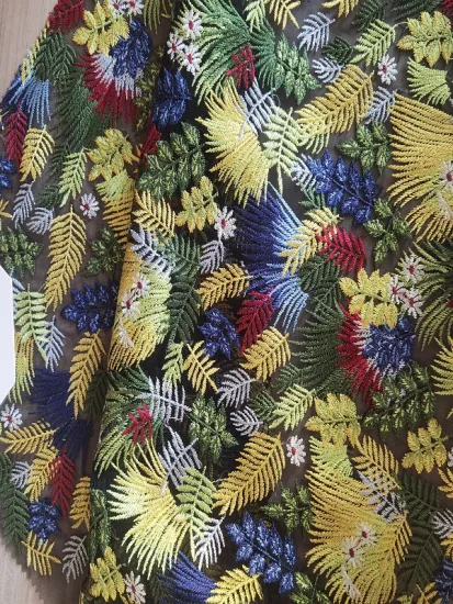 multi color embroidery fabric