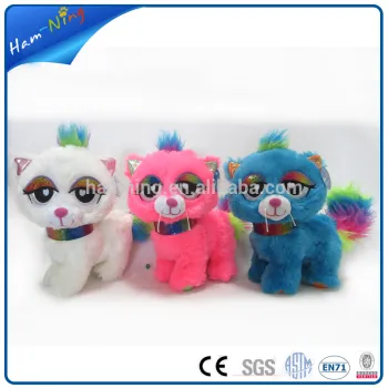 26cm best handmade lifelike cat walking plush toy with embroidery printings