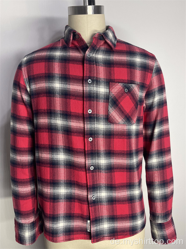 Red Single Pocket Plaid -Hemd