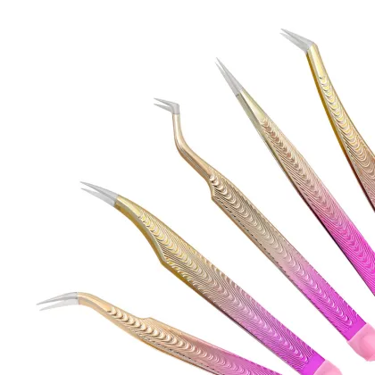 Shine Tweezers Nail Art Pointed and Curved Nail Tweezers with Silicone Tipped Pinch for Rhinestones