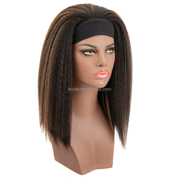 Drop Shopping Headband Wig Heat Resistant Fiber Kinky Straight Headband Synthetic Hair Wig For Black Women