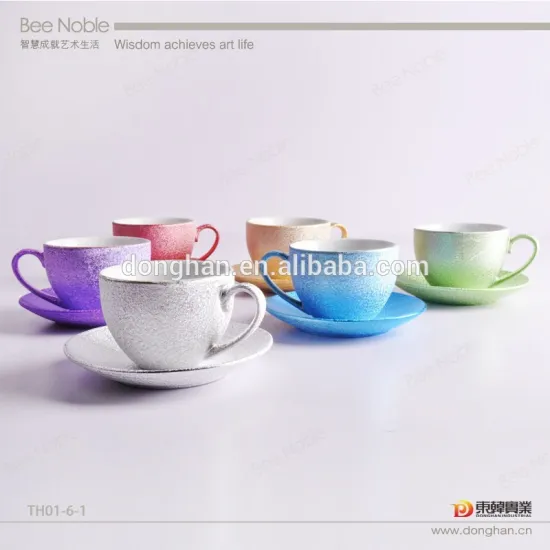 matt electroplate coffee cup and saucer