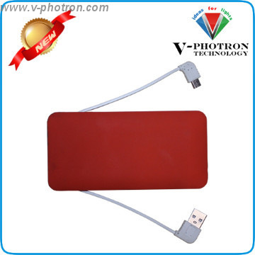 5000mah ultra slim li-polymer power bank with cable built-in