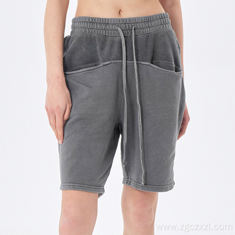 Summer high street washed distressed terry shorts