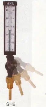 1/2” Npt Red , Blue Liquid - Filled 6“ Industrial Thermometer For Hvac