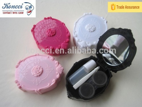 Koncci manufacture fashional rose contact lens case ,flower contact lens mate box A-M002