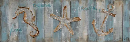 Marine Animals Seahorse Seastar Anchor Metal Art