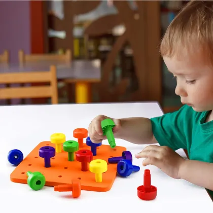 Peg Board Stacking Toy for Toddler Fine Motor Skills Development