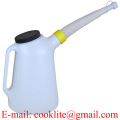 5L Plastic Oil Jug Measuring Can Cap & Flexi Spout With Secure Lid