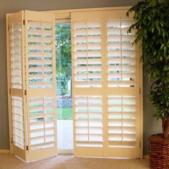 Aluminium Folding Patio Doors with Custom Plantation Shutters - Factory Direct