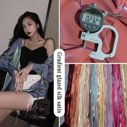 Glazed Silk Satin Gradient Fabric for Hanfu & Cheongsam Designs