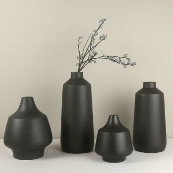 Custom Designed Modern Ceramic Flower Vase in Black and White