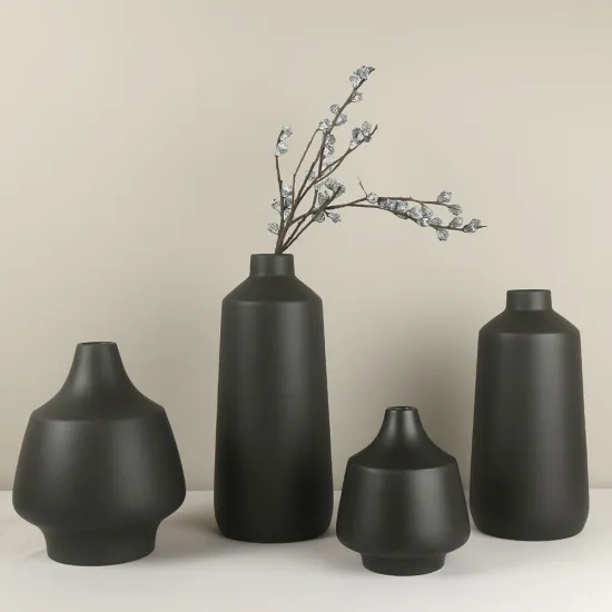Custom Designed Modern Ceramic Flower Vase in Black and White
