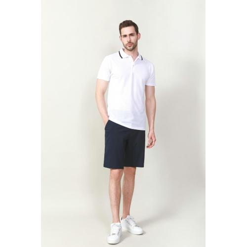 MEN'S WHITE COLOR RIB COLLAR SOLID POLO
