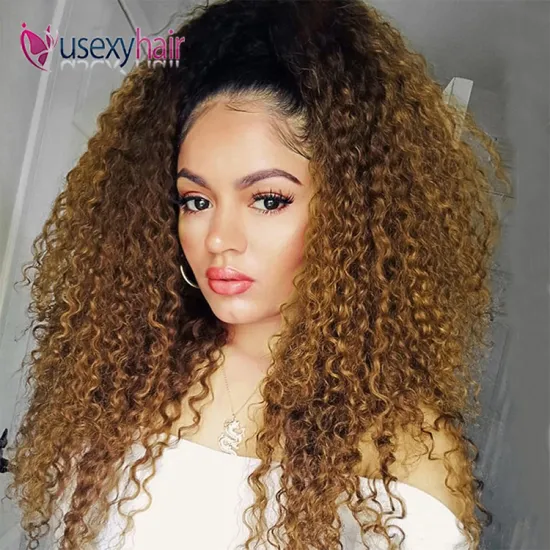 Ombre human hair wig 30 inches 100% cheveux curly wig transparent cheap lace front brizillian hair virgin human ombre wig