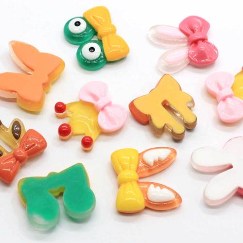 100 Stück / Lot Harz Bowknot Kaninchen Hirsch Frosch Ohren Charms Flatback Kawaii Cabochon Für Diy Craft Modeschmuck Making Findings