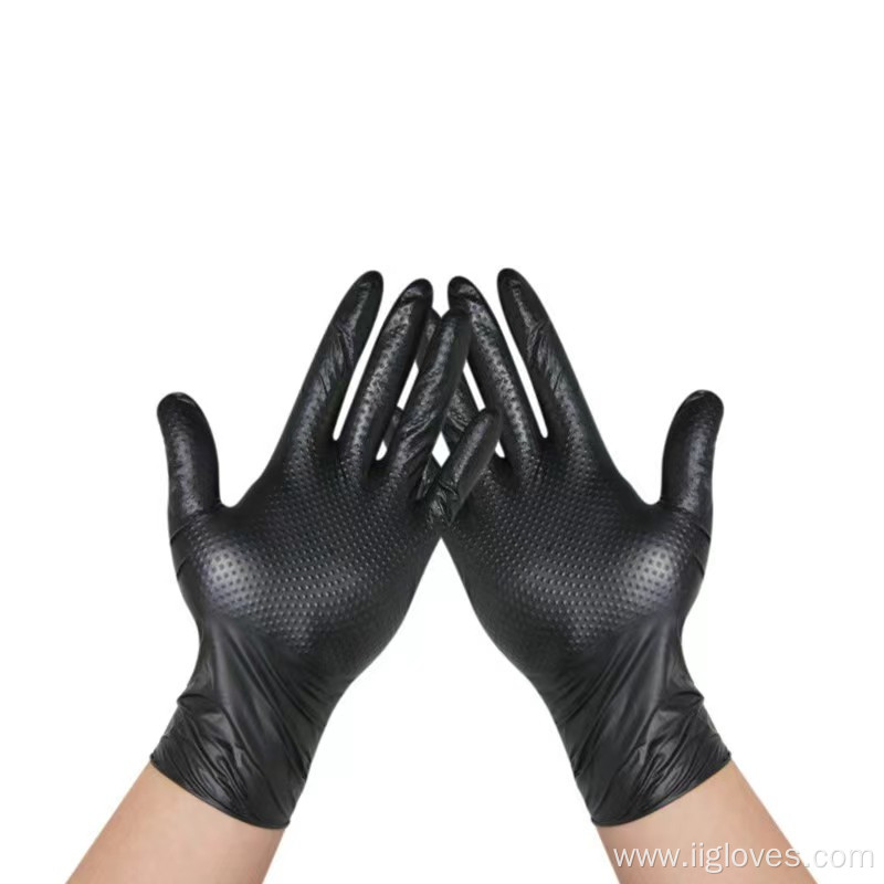 Household Safety Raised Grip Pattern Black Diamond Gloves