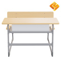 Gri C-Şekilli Çelik Ahşap İkili Öğrenci Masası