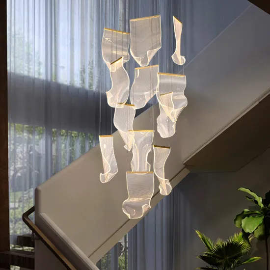 Luxury Wave Acrylic LED Chandelier Light for Modern Hotel and Villa