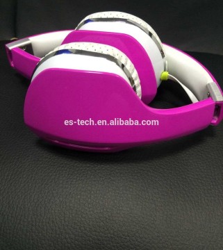 Flat wire headphones wired overhead headset