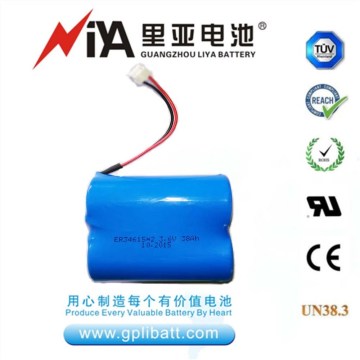Hot sale 3.6V D size battery pack 2*ER34615 1S2P battery pack with connectors