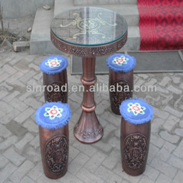 Luxury antique round copper coffee table