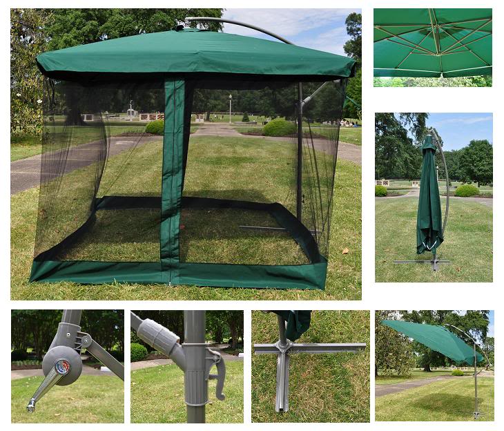 Offset Garden Umbrella with Netting