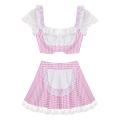 Women Lovely Scotland School Uniforms Naughty Schoolgirl Cosplay Babydoll Lingerie Costume Sexy Maid Apron Skirt Outfit Clubwear