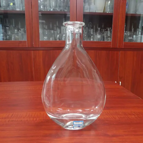 Cork top flat shaped 750ml glass liquor bottles with heavy base